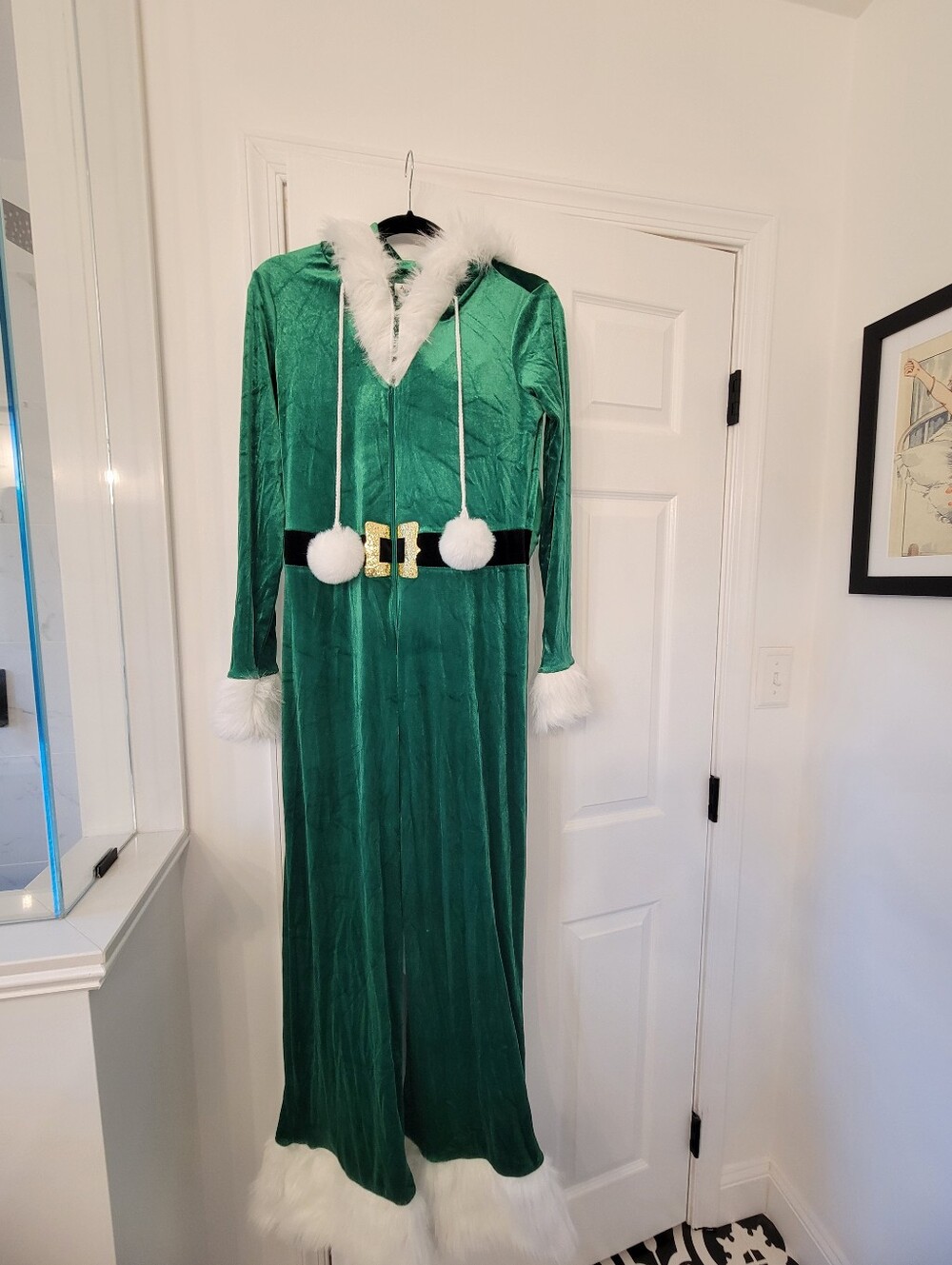 Holly & Cupid Green Velvet Holiday Elf Costume with Fur Trim NWT